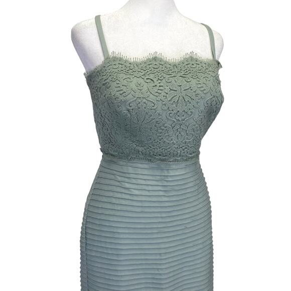 Tadashi Shoji Strapless Lace Evening Gown Womens XS Sage Formal Floor Length - Picture 3 of 12